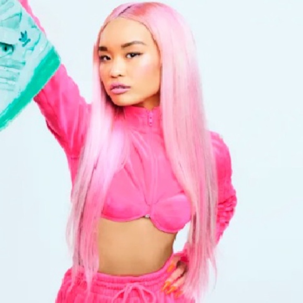 NWT Adidas x Jeremy Scott Cropped Bustier Pink Velour Zip Track Jacket Preppy - Picture 6 of 13